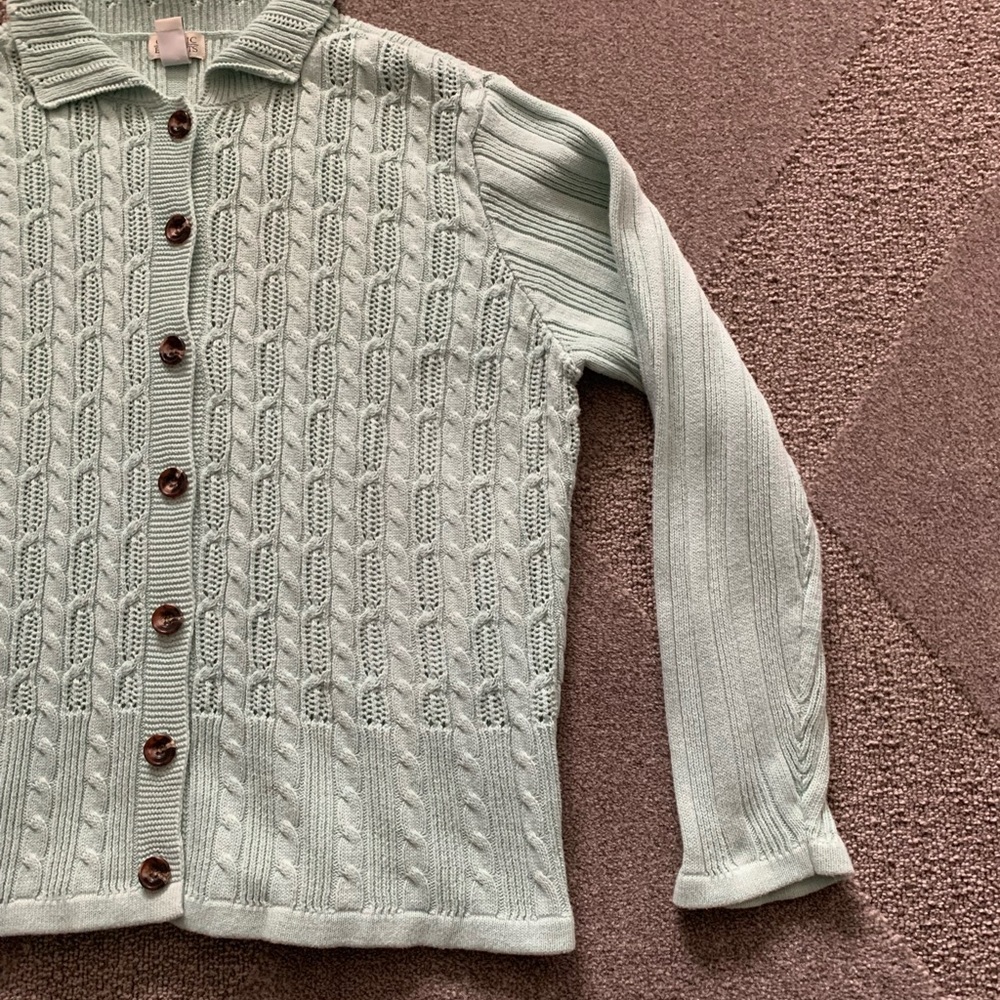 Classic Elements Mint Colored Button Front Sweater - image 10